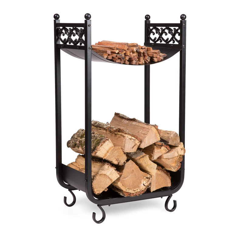 Holtman Compact Cast Iron Log Rack with Scrollwork Design