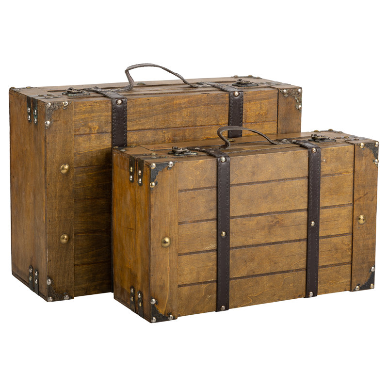 Bloomdale 2 Piece Vintage Trunk Set, Brown