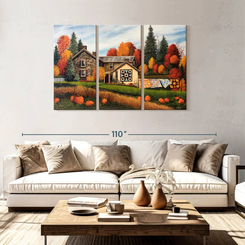 Lilie Pumpkins Fall Quilts, 48" H x 74" W