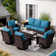 Nadilee Premium All-Weather Wicker 7 - Person Patio Conversation Sets with Cushions