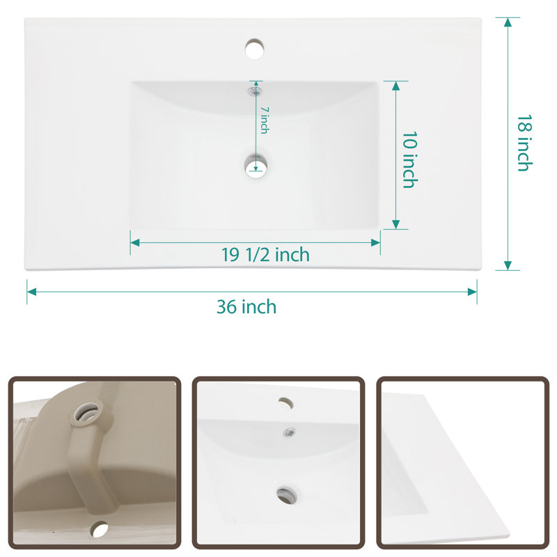 36'' Ceramic Bathroom Vanity Top with Sink