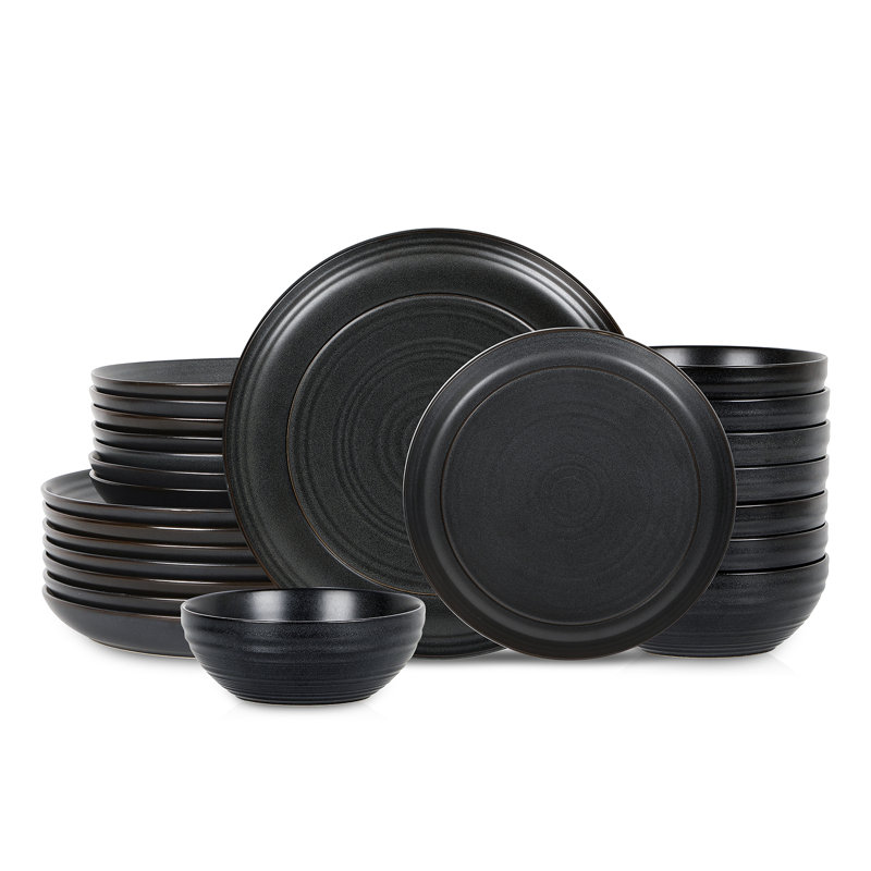 Stone Lain Elio 24-Piece Dinnerware Set Stoneware, Black