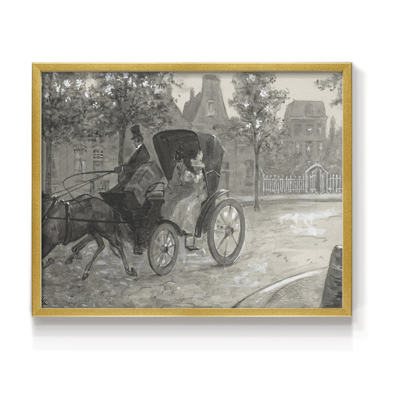 Faune rétro-XXI - reproduction encadrée - réaménageable, H 22 po x l 28 po, Or
