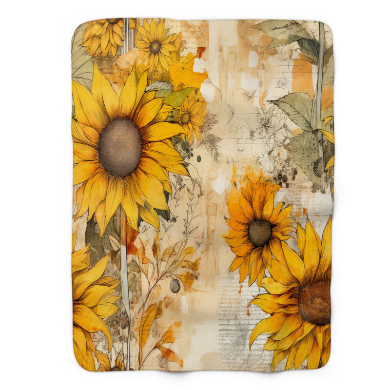 Jeté Sun-Kissed Blooms - 1 pièce Premium Sherpa, L 60 po x L 80 po