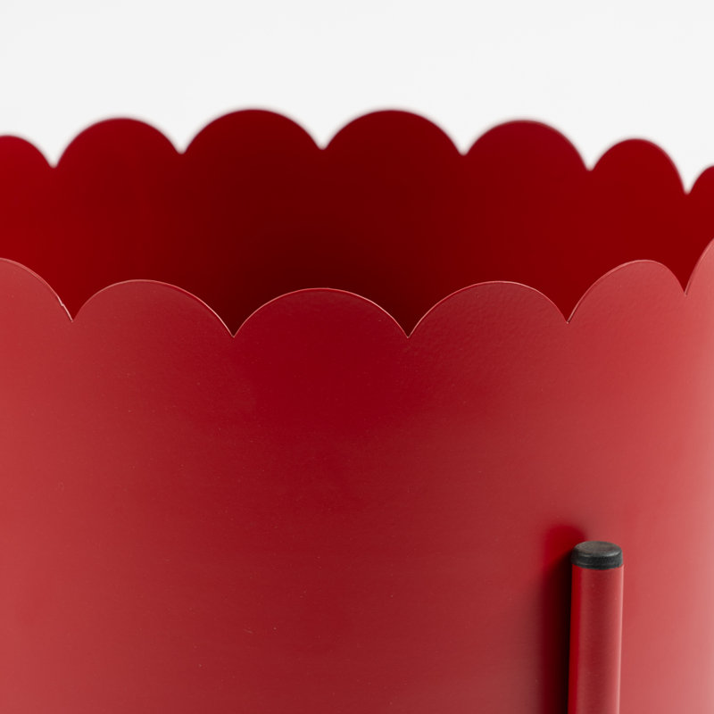 Metal Scallop Planter on Stand, Red