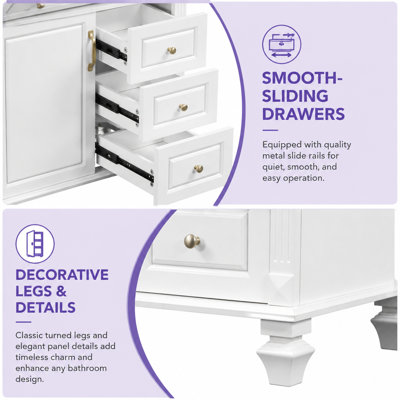 Heywood Freestanding Standard Free Standing Single Double Single Vanity Bathroom Vanity With Ceramic Top