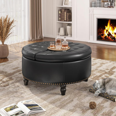 Round Ottoman With Storage & Lift Top