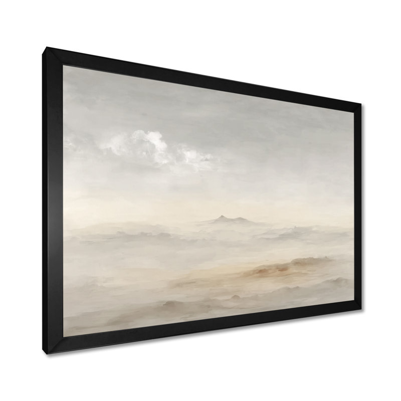 «White Grey Mist Sunrise Morning Clouds - Landscape», reproduction d'art sur toile encadrée, art abstrait blanc, Noir