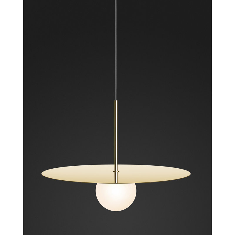 Luminaire suspendu à disque Bola, Laiton, H 15,5 po x l 22 po x P 22 po