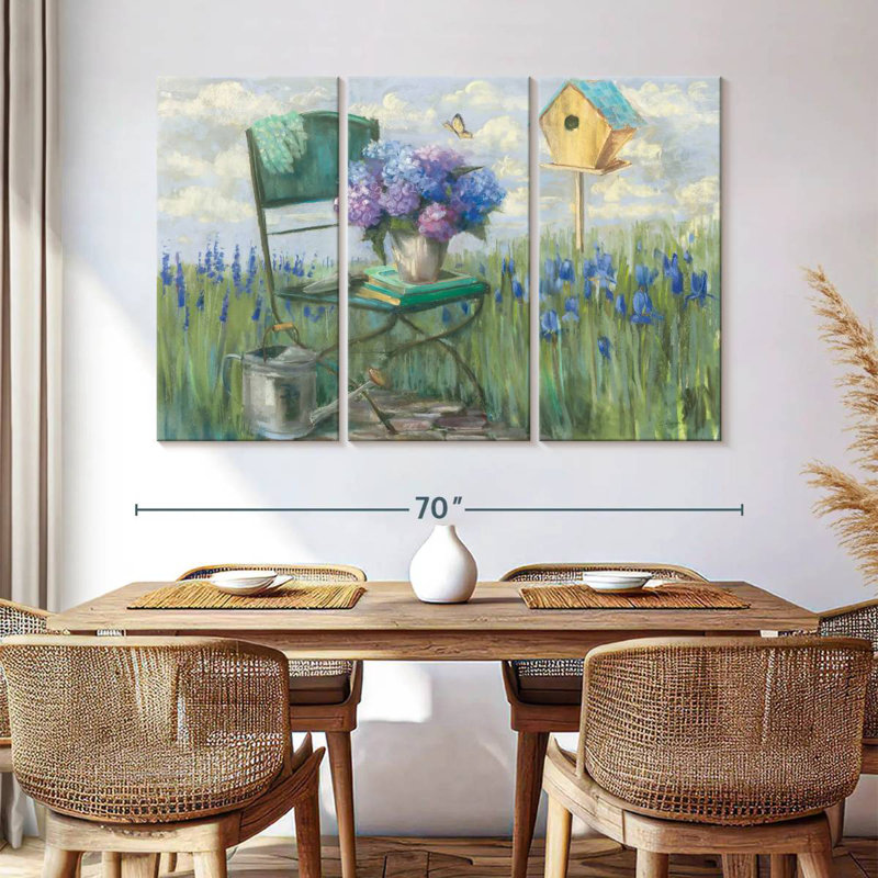 Senne Green Chair With Hydrangea, 42" H x 65" W