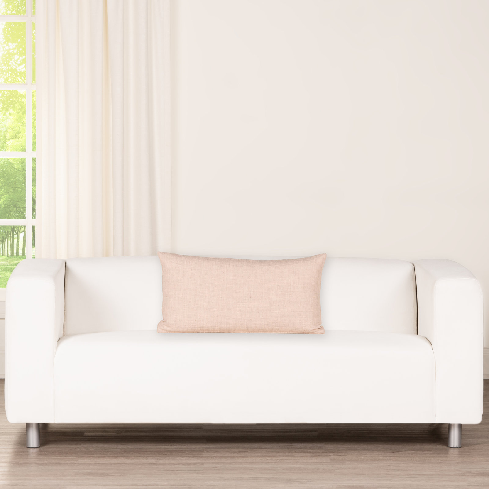 Indy Faux Linen Accent Pillow, Polyester, Pink, Rectangle 14"H x 26"W