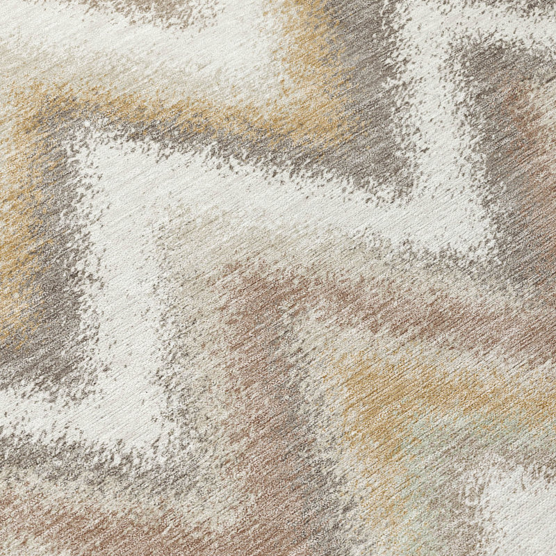 Machine Washable Indoor/Outdoor Chantille ACN2596 Geometric Rug, 3' x 5', Ivory