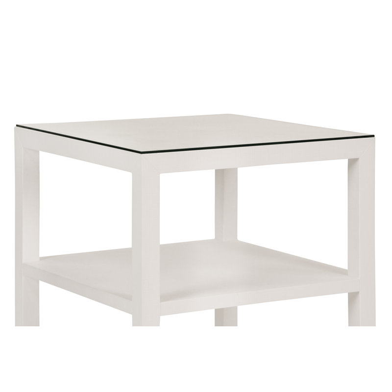Glass End Table, White