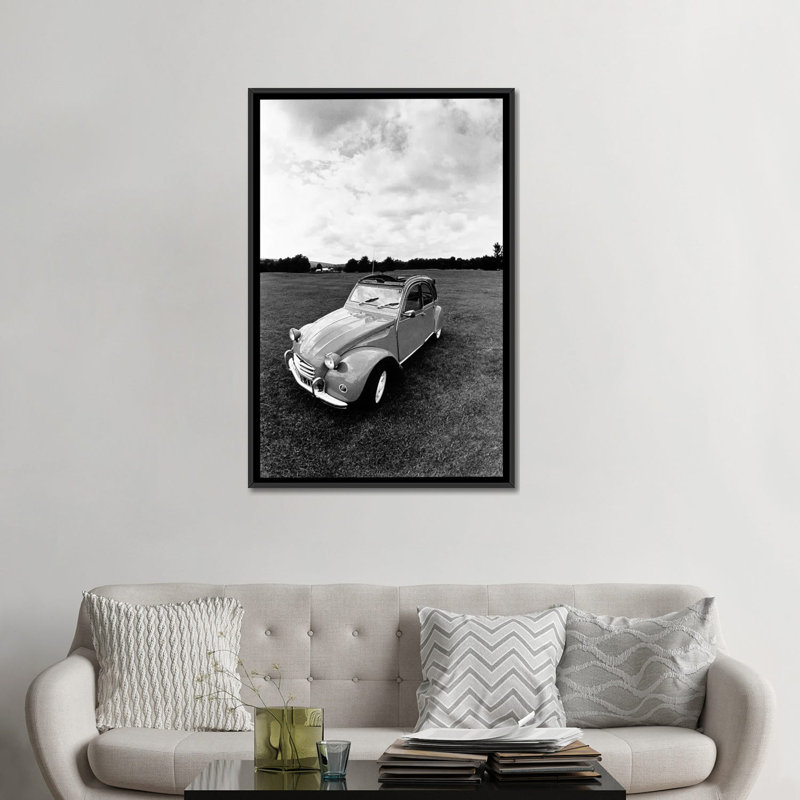 « citroen 2cv », reproduction de photo sur toile, H 48 po x l 32 po x P 1,5 po, Toile avec cadre noir, Pas de tapis