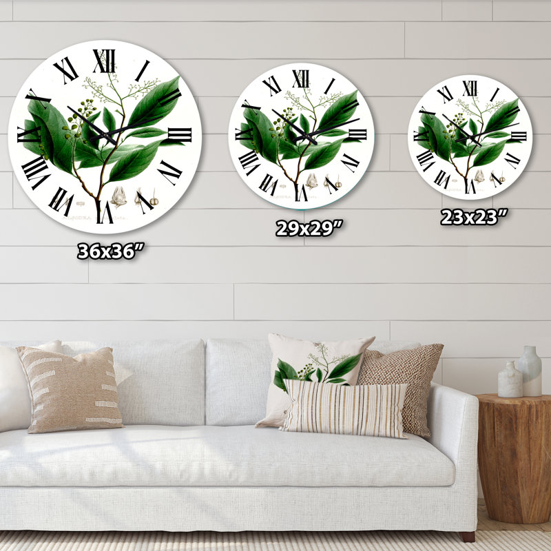 Plante brésilienne rétro II - horloge murale traditionnelle, Grand