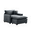 Canapé simple à assise profonde avec repose-pieds et coussin