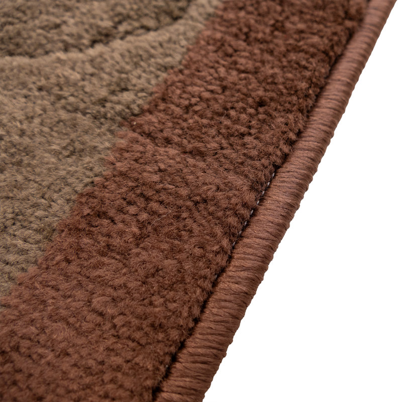 Custom Size Anti-Slip Machine Washable Medium Profile Cut Pile Geometric Circles Beige and Brown Runner Rugs by Feet