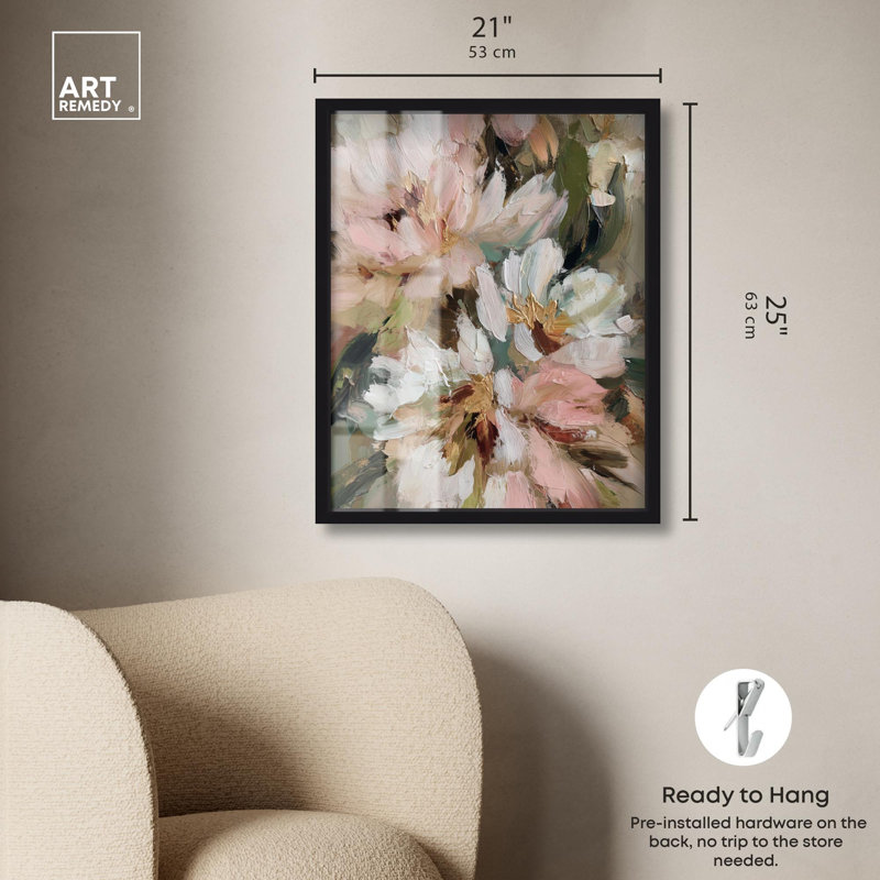 «Pink Spring Farmhouse» par Art Remedy, H 25 po x l 21 po, Noir