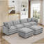 Canapé modulaire en chenille gris 130,7 pouces - canapé-lit en U à 4 places avec repose-pieds mobile, combinaison de bricolage pour le salon-600689426