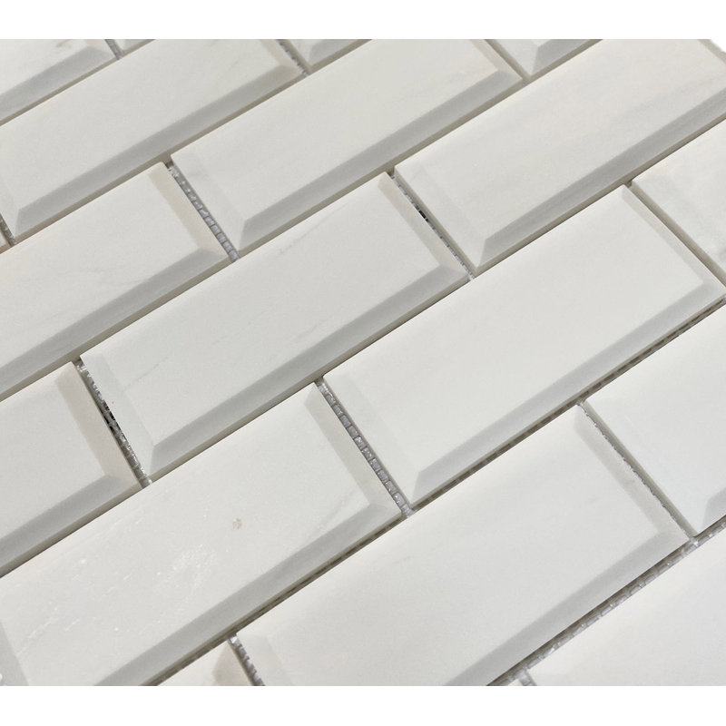 Beveled Marble Brick Joint Mosaic Wall & Floor Tile