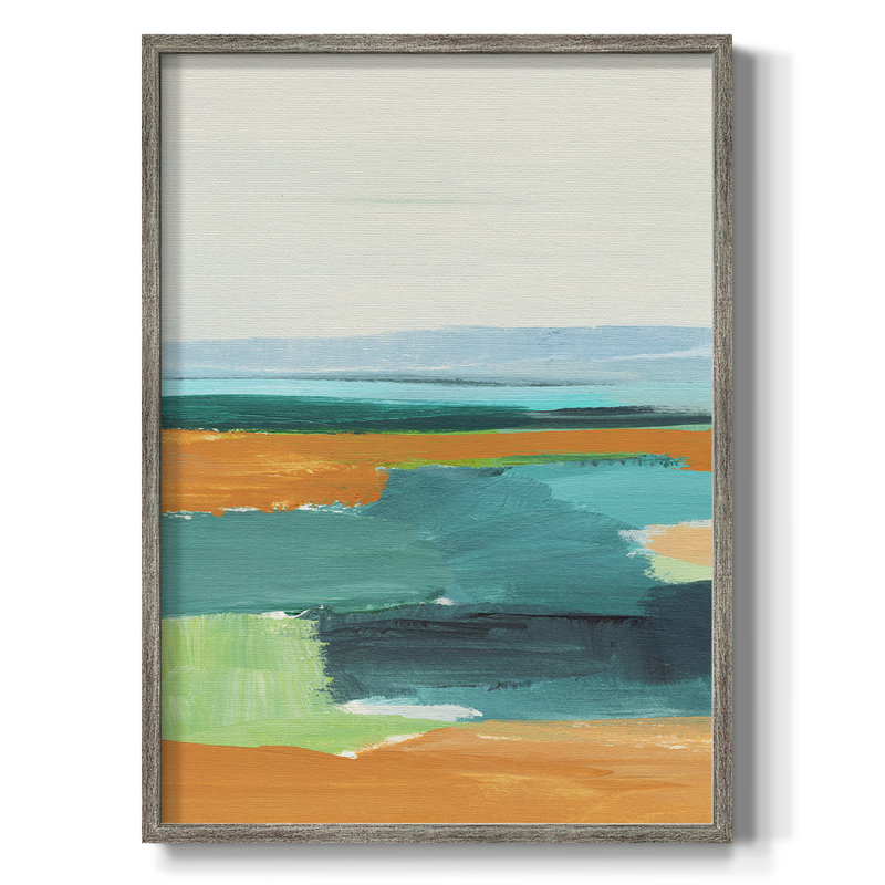 Aqua and Orange I Framed Print - Solid Wood, 30" H x 24" W