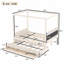 Lit plateforme avec tête de lit tapissier, lit gigogne simple, 3 tiroirs, auvent Princess, rangement et assemblage facile-222793672-222793677