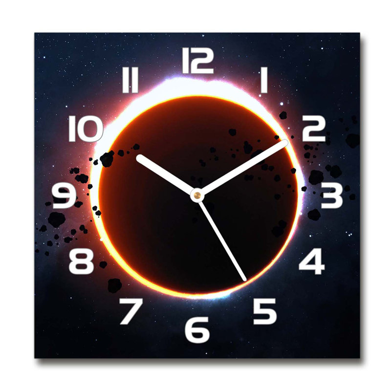 Henreitta Glass Wall Clock, White/Dark Navy/Orange