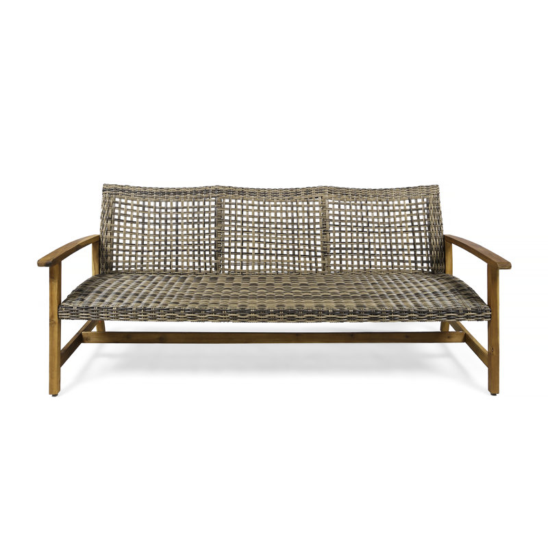 3 Seater With Seat And Wood Frame Person Stable Framework, Natural/Gray