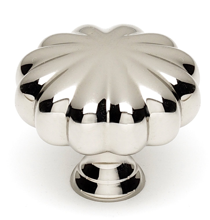 Round Knob, Polished Nickel, 1" H x 1" W x 0.5" D