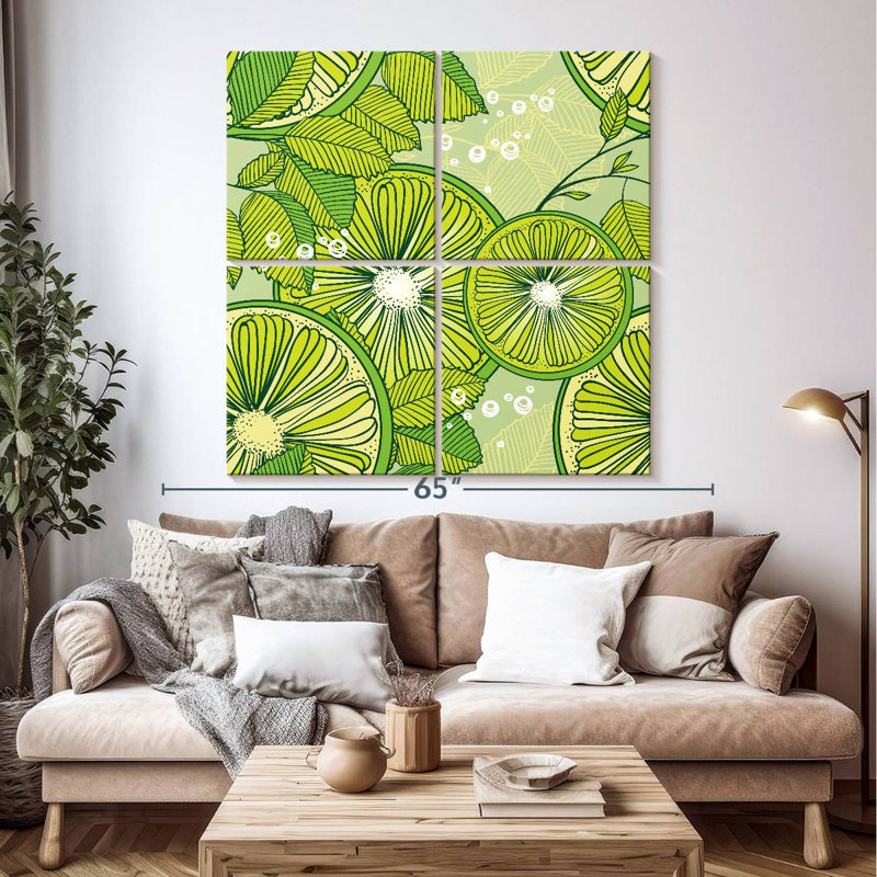 Yarlin Lime And Mint Pattern, 50" H x 50" W