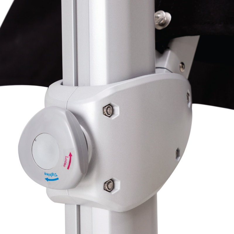 Pavone 11.5' Round Cantilever Umbrella (Handwheel), Double Stack Plate - Medium, Black