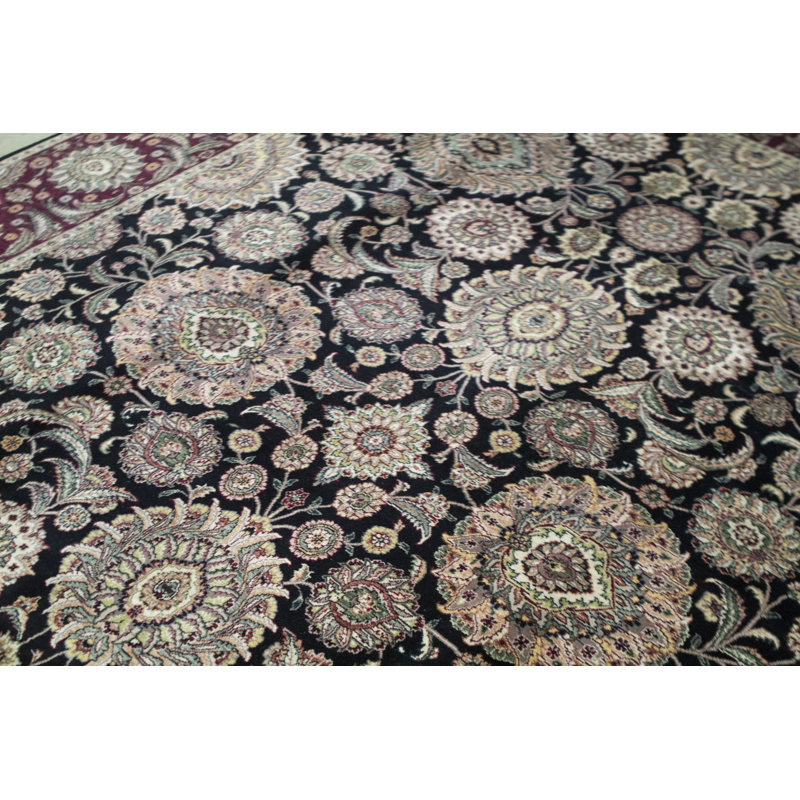 Manchuria Wool Oriental Area Rug in Black/Beige/Wine