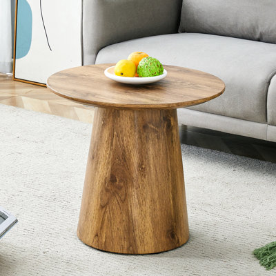Table basse ronde de 19,6 po de diamètre, grain de bois naturel, hauteur de 18,8 po, diamètre de glissement, grain, texture délicate, assemblage rapide