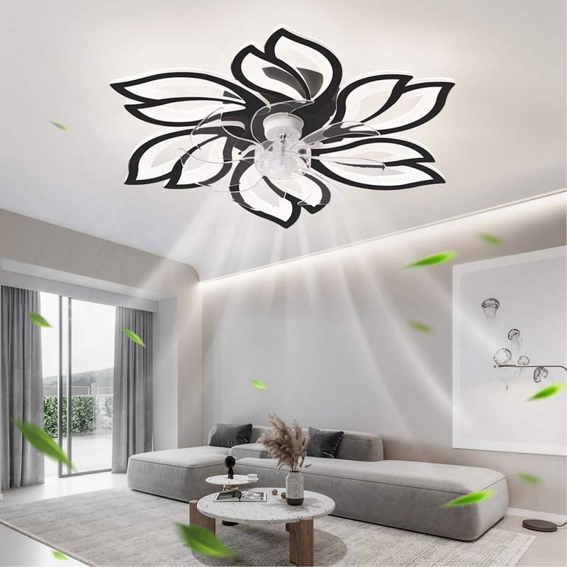 Ventilateur de plafond 25,5 po avec lumières, télécommande 3 températures de couleur, ventilateur à 6 vitesses
