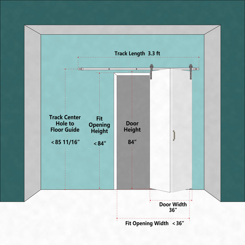 Mirror Surface Sliding Interior Bifold Barn Door With Hardware, 1, 36" x 84"