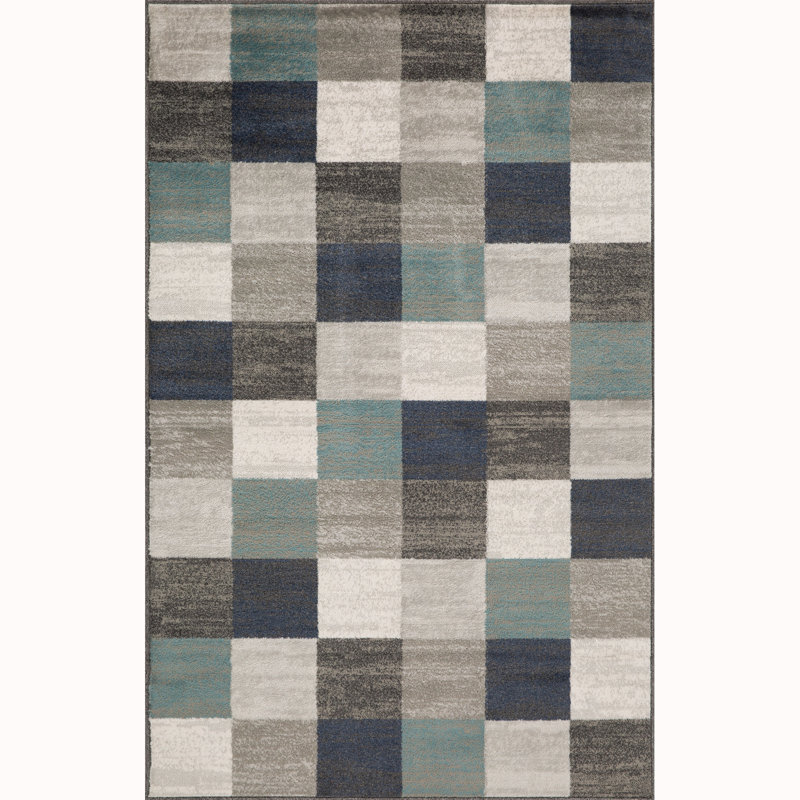 Sacha Rockaway 100% Polypropylene Geometric Checkered Indoor Area Rug, Rectangle 8' x 10'