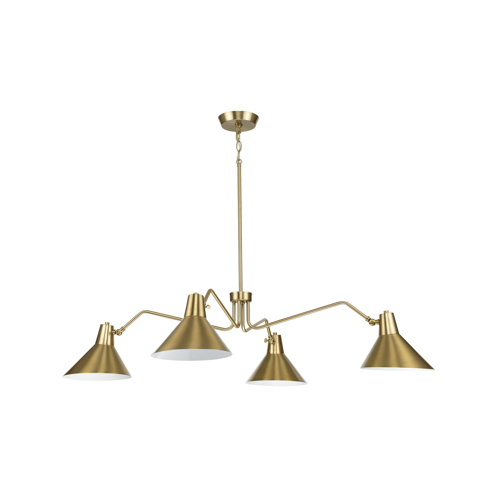 4 - Light Metal Dimmable Chandelier, Brushed Bronze, Gold