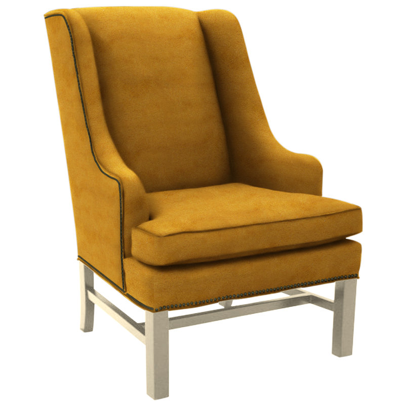 Wingback Chair, Brussels Oyster, Brushy Bayou