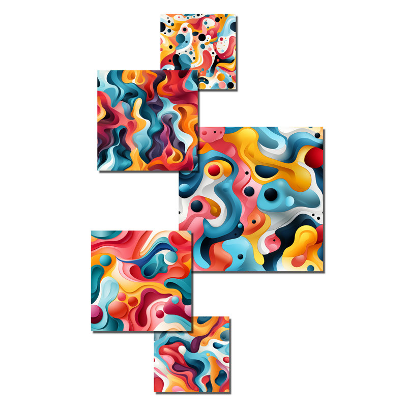 Ensemble de 5 décorations murales colorées Popart