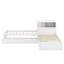 Base de lit en L tout-en-un avec tablettes de rangement, bureau, lit gigogne et lumières DEL-502313521