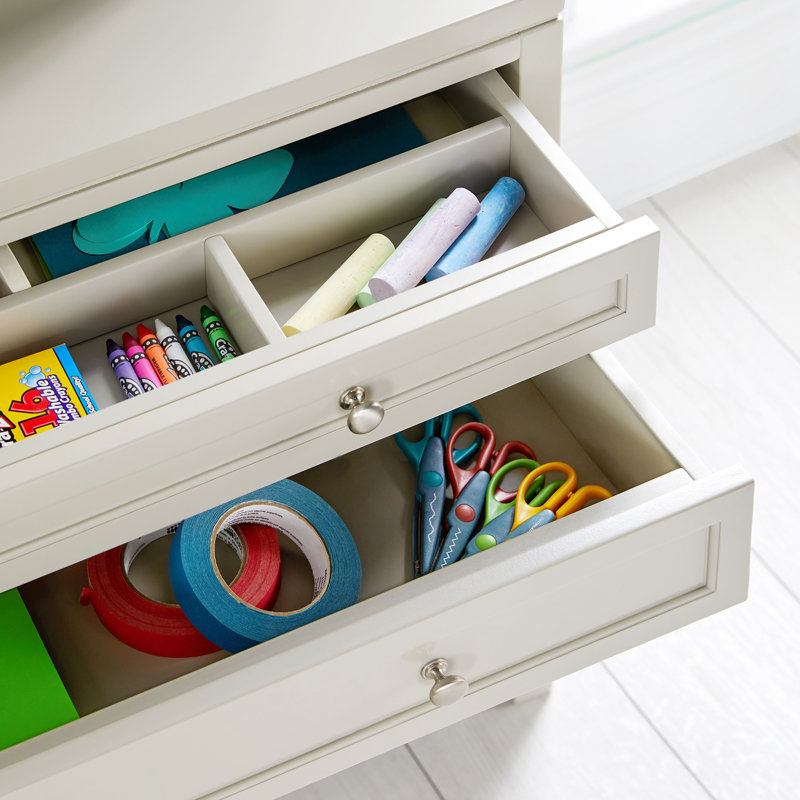 Gray Wooden Kids' Art Storage with Drying Racks