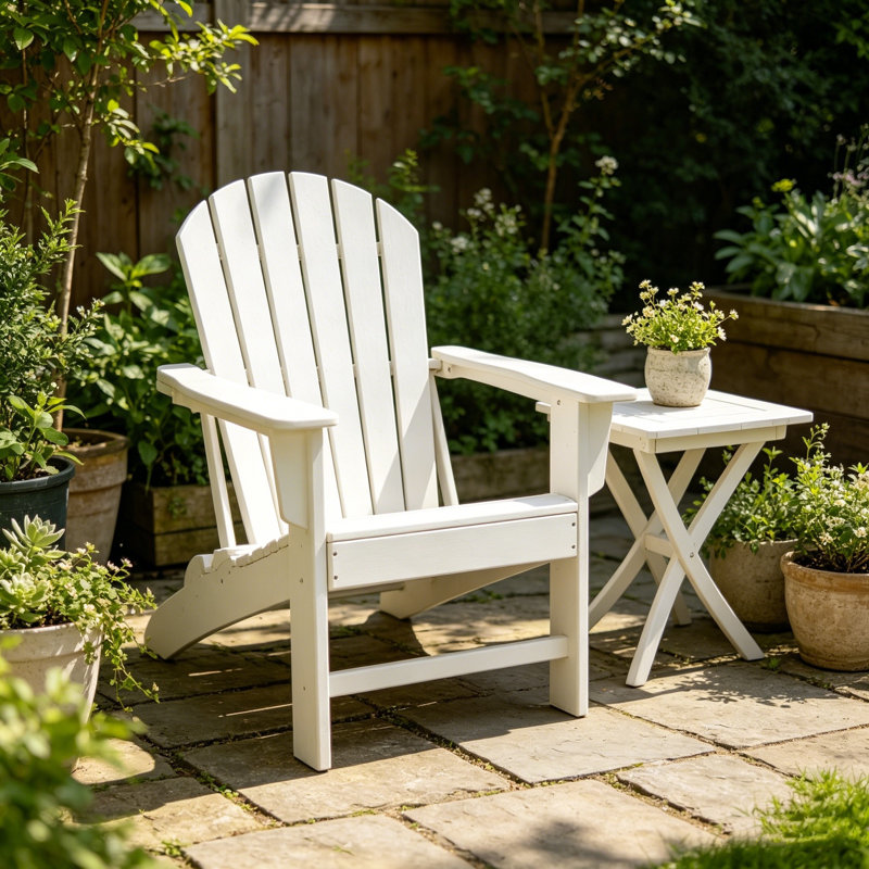 Adirondack Chairs HDPE Weather Resistant, Patio Firepit Chairs, Sturdy Outside Chairs, Lawn Chairs, White
