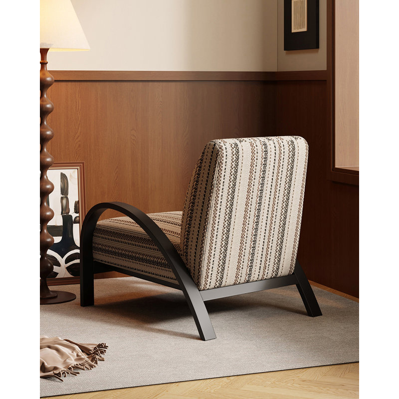 Fauteuil d'appoint de style médiéval rayé en tissu imprimé avec structure en acier au carbone pour le salon
