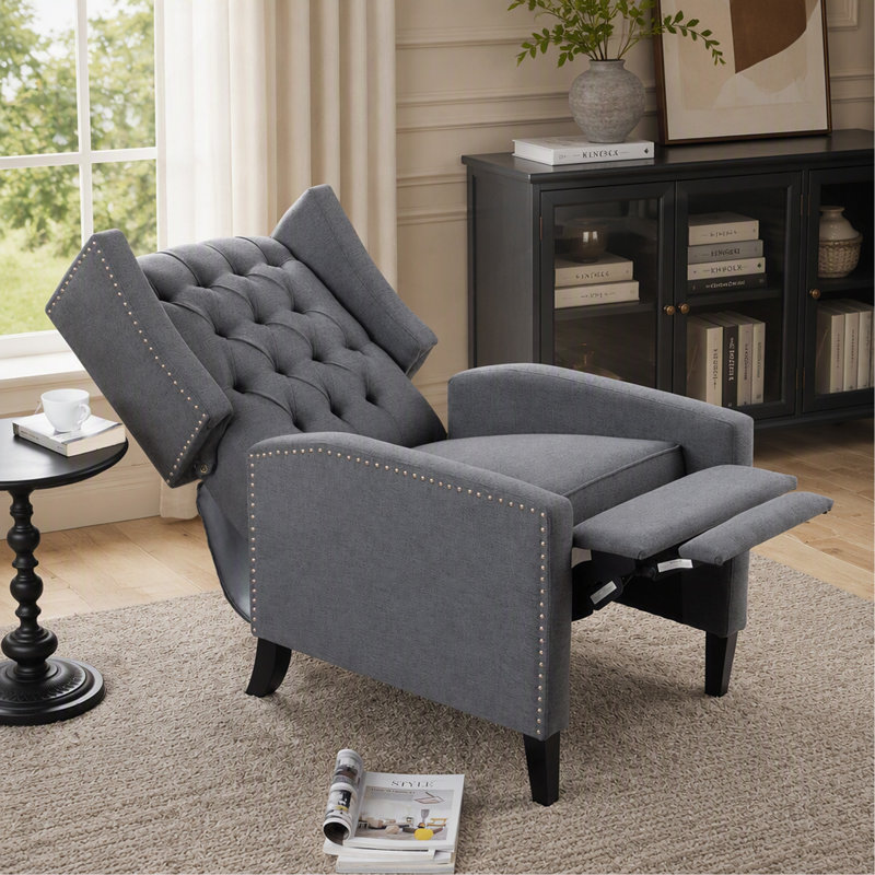 Fauteuil inclinable manuel de 27,16 po de large, Tissu gris
