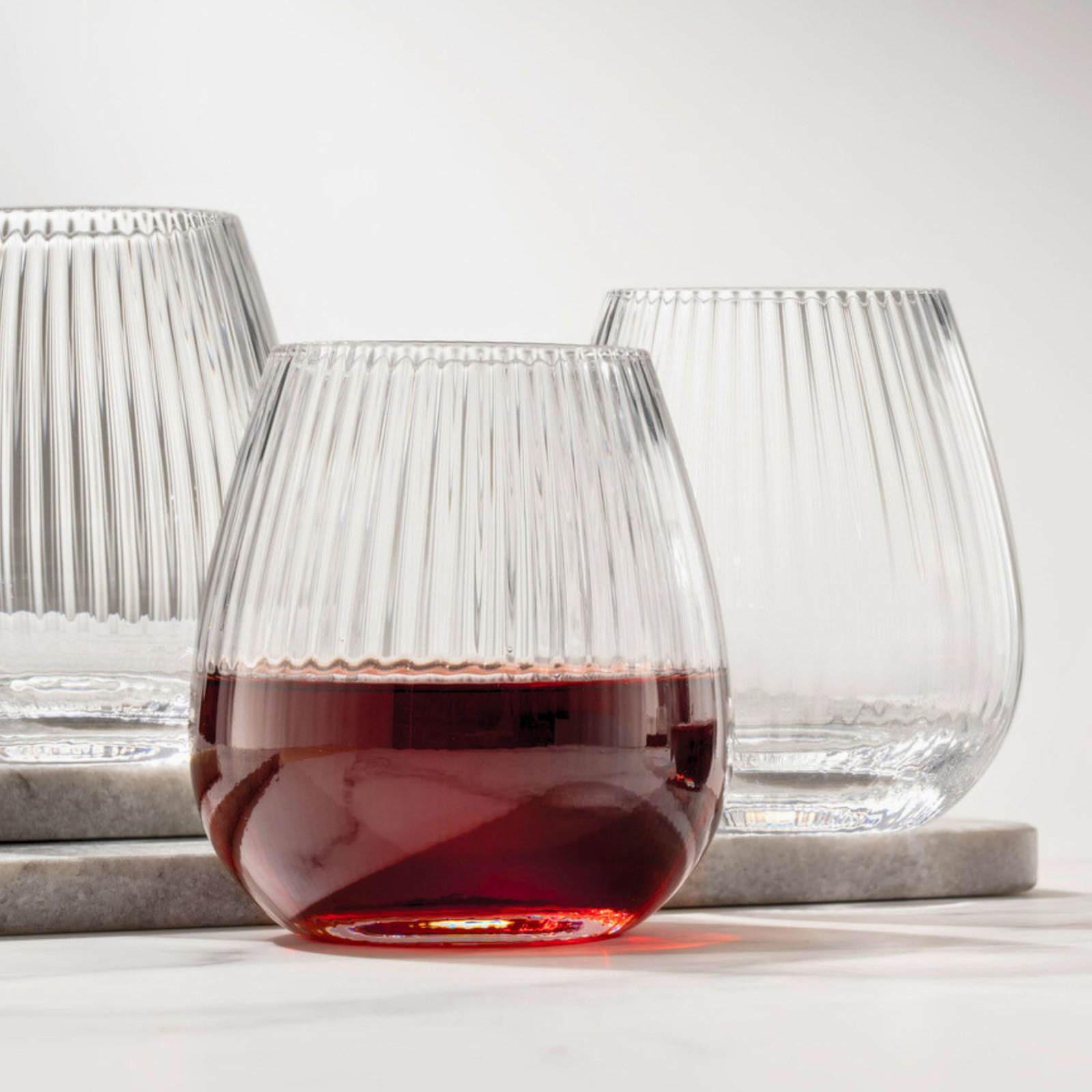 Divo Ribbed Crystal Stemless Wine Glass