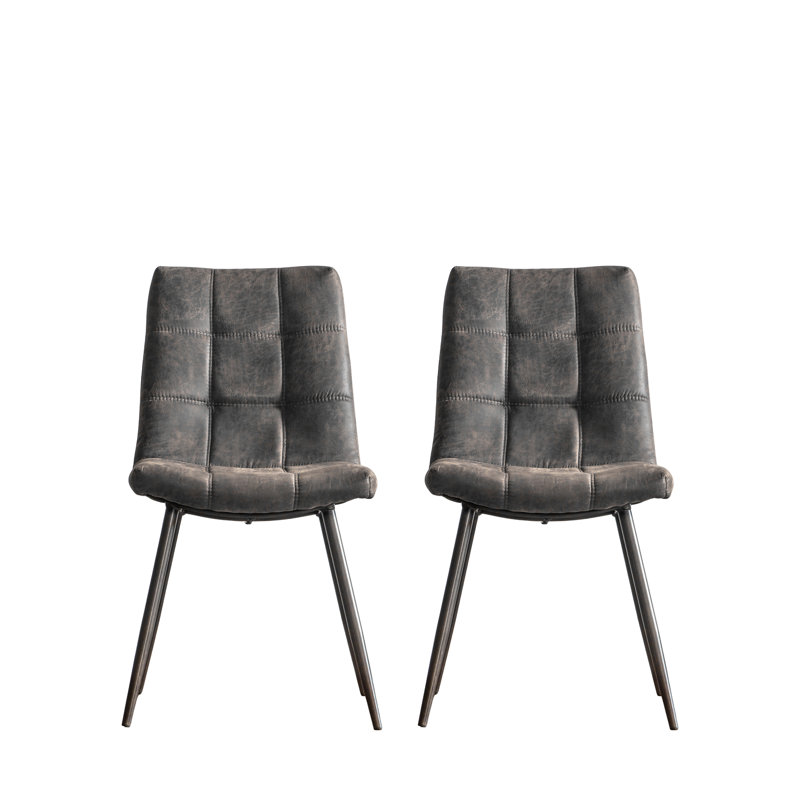 Casteau 48cm H Upholstered Metal Cantilever Chair, Grey, Grey