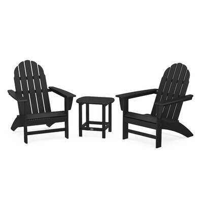 Vineyard 3-Piece Adirondack Set with South Beach 18"" Side Table -  POLYWOOD®, PWS696-1-BL