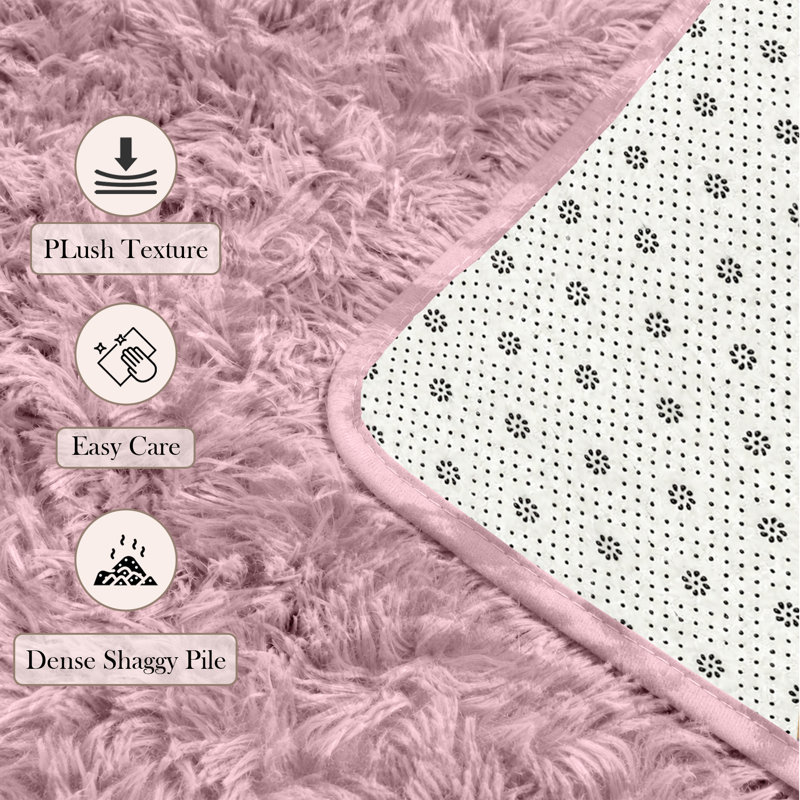 Adela Rectangle Shaggy Washable Area Rug, Rectangle 60 x 110 cm