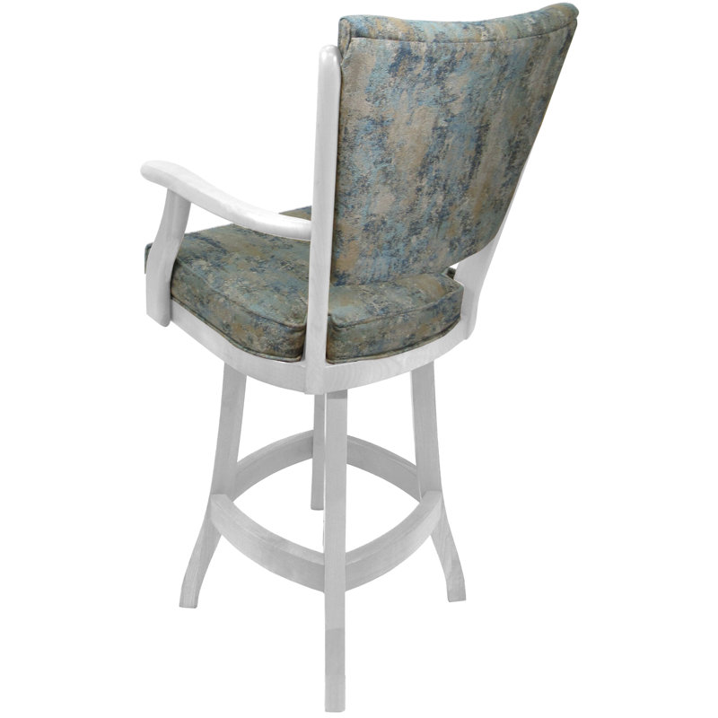 Irminger Classic Swivel Wood Extra Tall Stool, Extra Tall (34" Seat Height), Blue Polyester Blend/White Frame