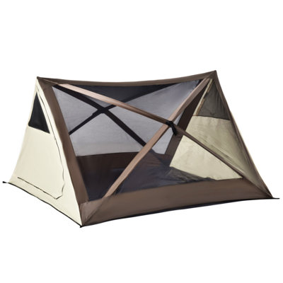 Outsunny 2-3 People Pop Up Camping Tent Waterproof Automatic Instant Tent Portable Cabana Beach Tent With Rainfly, Carry Bag, Windows And Doors, Outdoor Camping Hiking Indoor